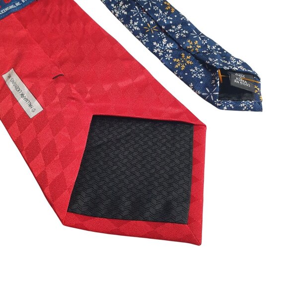 Vintage Cool Yule Men Hallmark Vintage Snowman Snowflake Necktie Set Holiday - Picture 5 of 5